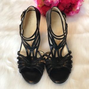 Cole Haan Verona Air T-strap Black Leather Sandal